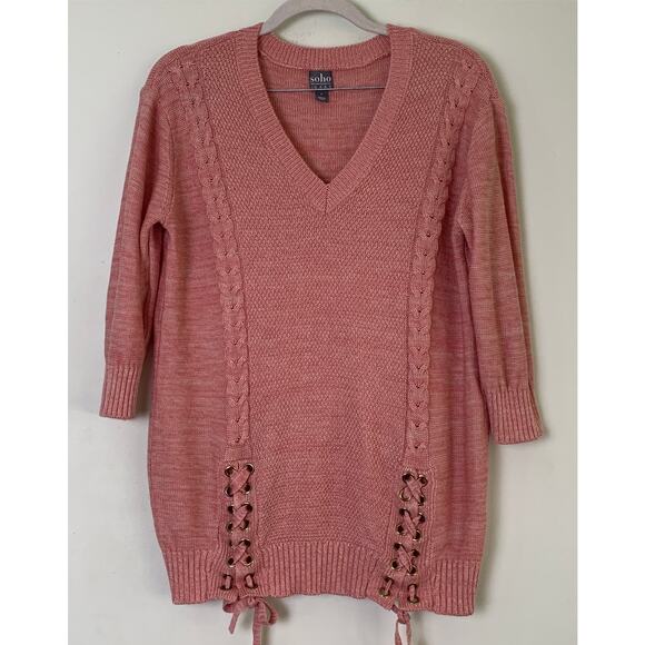 Soho New York&Co Jeans Women's Sweater Size M Tie  Pink - Picture 1 of 10
